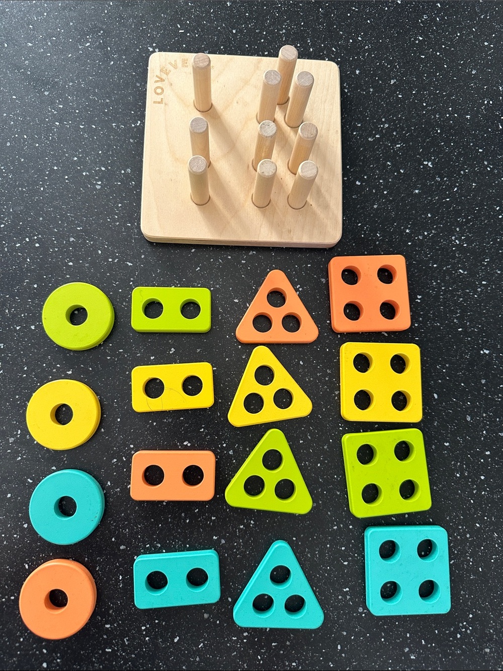 Lovevery Wooden Peg Puzzle Shape Sorter - Multicolor